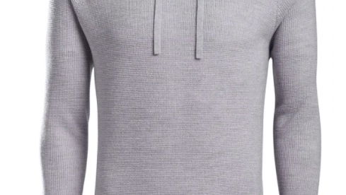 WAFFLE STITCH HOODED PULLOVER